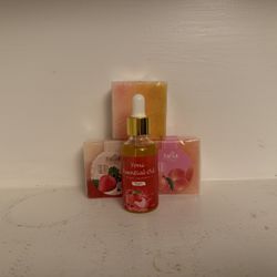 Yoni Essential Oil 30ml & 3  Soap Bars Peach Strawberry Scent Feminine Care