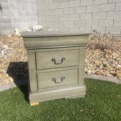 Two Wood Drawer, Nightstand, Grey Color