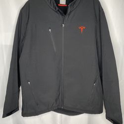 Tesla Motors Softshell Jacket Black 7853 Embroidered Logo Men’s Large Full Zip