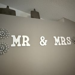 Mr, Mrs + wall decor