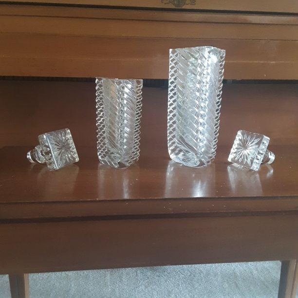 2 Vintage Crystal Decanters (vases) and 2 stoppers