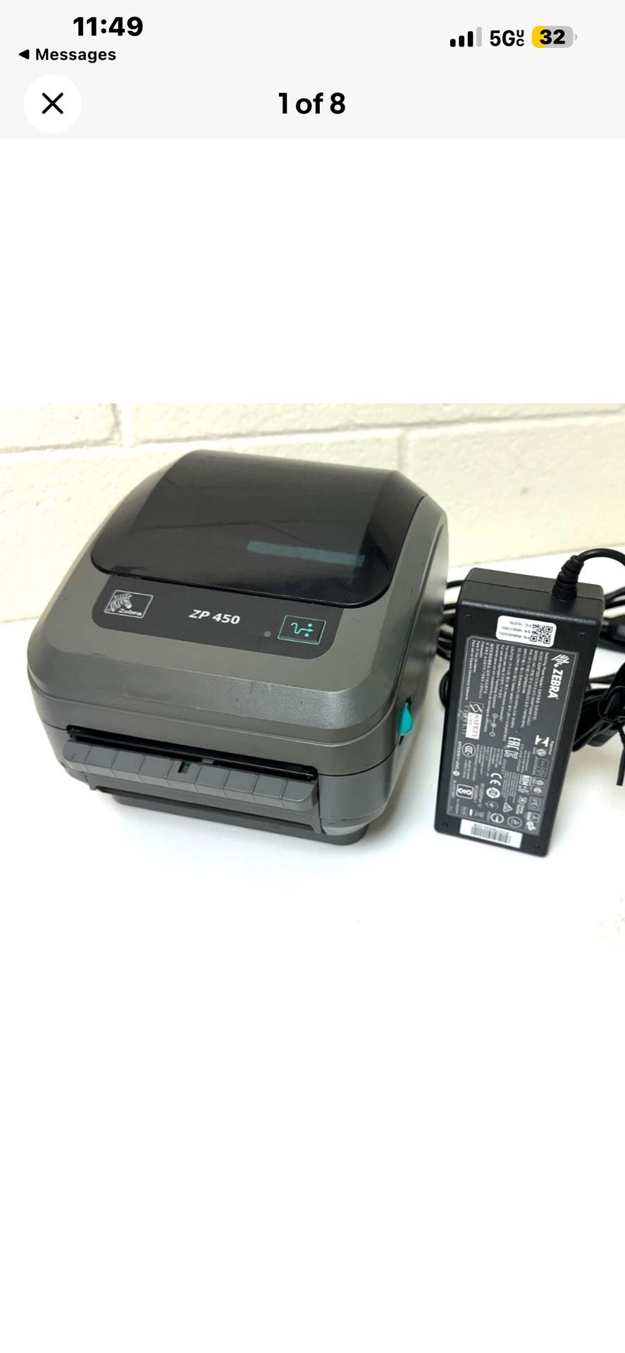 Zebra ZP450 Thermal Label Printer with USB & Serial Port + Power & Cables