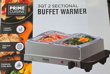 Prime Cuisine 3QT 2 Sectional Buffet Warmer new