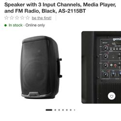 Gemini® AS Series Bluetooth® Portable PA Speaker- 3 Input Channels, Media Player, and FM Radio New