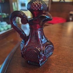 Avon RUBY Red Glass Pitcher Cruet Bottle “1876 Cape Cod Collection”