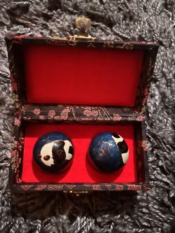 Chinese Baoding Balls. Meditation Metal Balls With Panda 