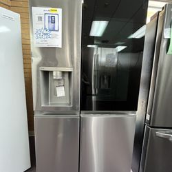 Side By Side Door Refrigerator 36’ Fridge Stainless Steel W/ Water Ice