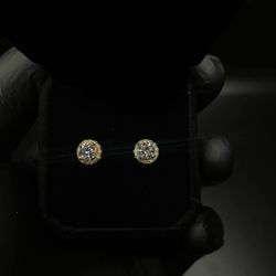 5mm halo style with centerstone earrings