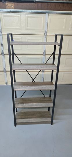 New Rustic 5-Tier Industrial Bookshelf, Dark Gray