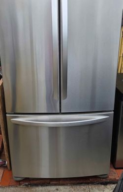 LG counter-depth French door refrigerator.
