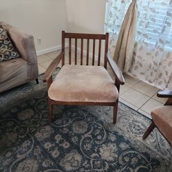 2  Solid  Wood  Accent  Chairs with Covers. Very Ckean. 