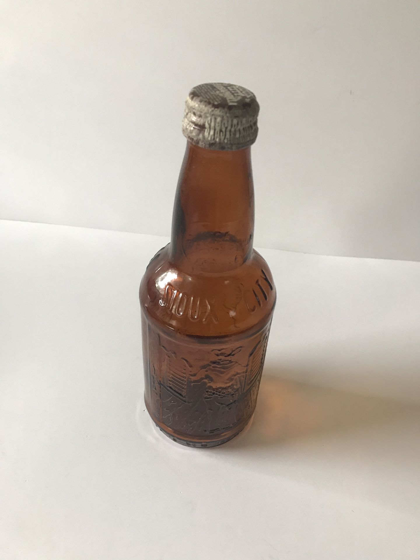 Vintage Sarsaparilla Soda Bottle Sioux City Brown Amber Glass