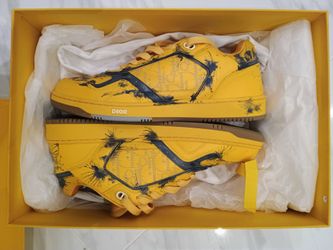 Custom Christian Dior B27 Low Top World Tour Yellow Oblique Sneaker men Size 43 Or 10 US