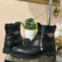 Red Wings Shoes Black Leather Biker Moto Boots Size 8/9.5