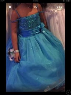 Teal flower girl dress
