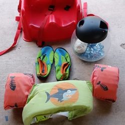 Boys Life Vest Water Shoes Fish Bowl Eating Chair
