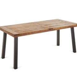 Newly Assembled Acacia Wood Outdoor Dining Table | Perfect for Patio | with Teak Finish