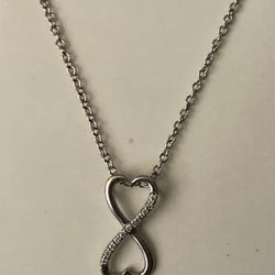 Sterling Silver Eternity Heart Necklace