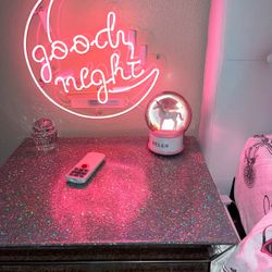 Mirrored Night Stand With Resin Top