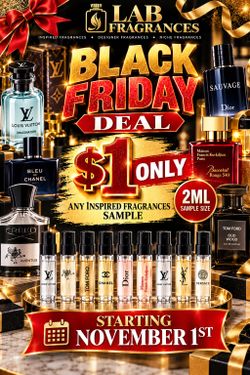 BLACK FRIDAY DEAL IS HERE! 🔥
💥 $1 ONLY ANY 2ML FRAGRANCE SAMPLE 💥