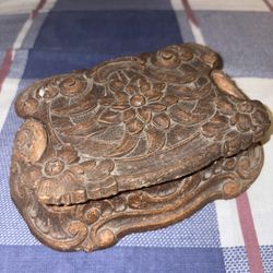 Vintage carved wooden jewelry box