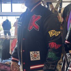 Men’s varsity bomber jacket just a few sizes left store pick up