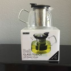FORLIFE Bell Glass Teapot with Basket Infuser