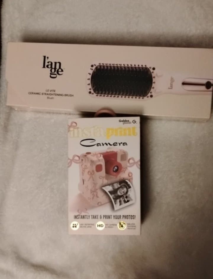 Insta Print Camera And Hair Straightening Brush
