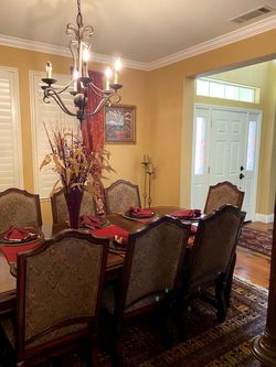 Traditional 9-Piece Dining Set with Cabinet