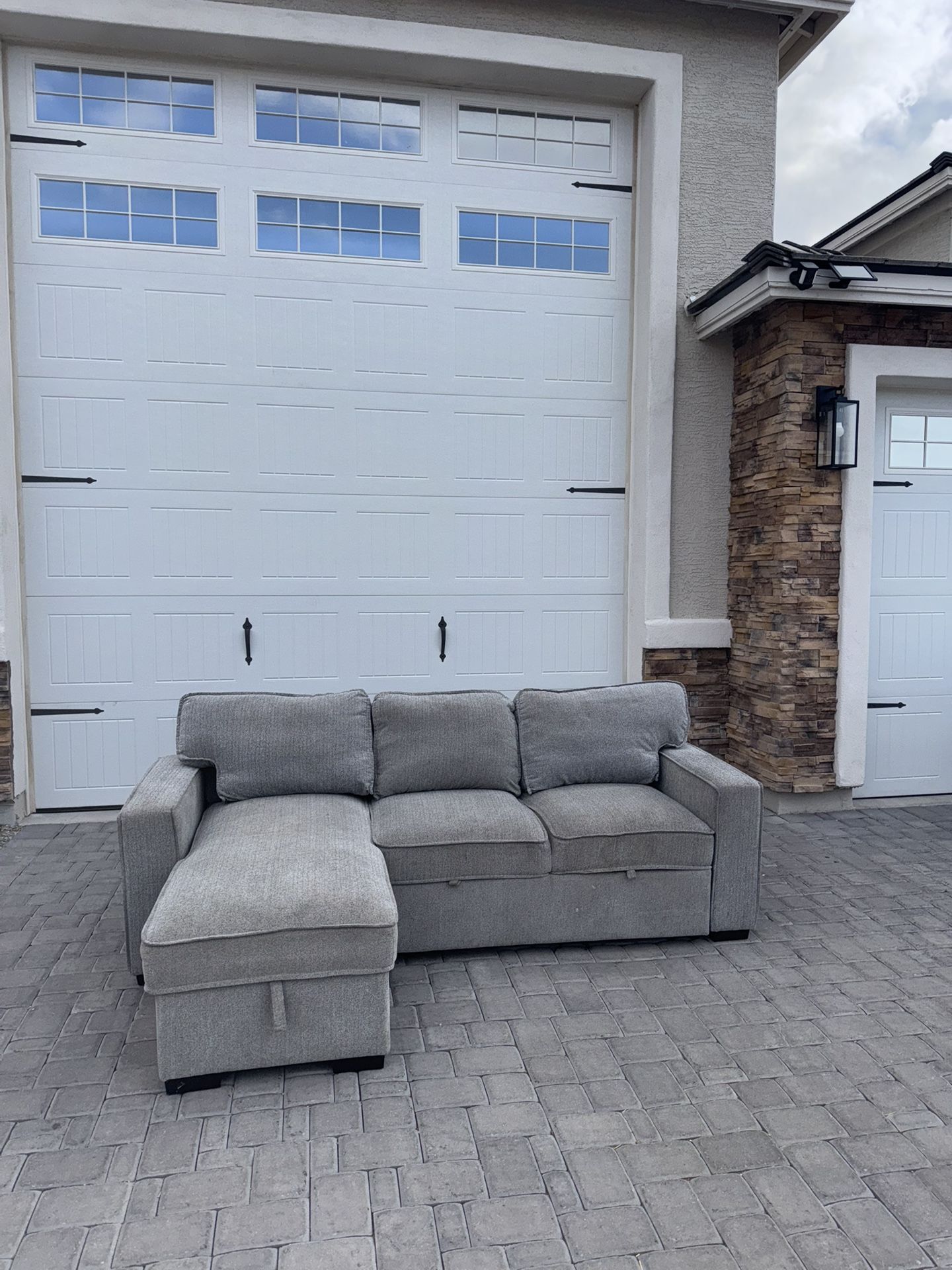 Two Piece Grey Sectional With Storage