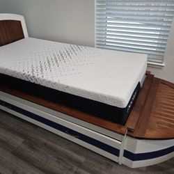 POTTERY BARN KIDS BOAT TRUNDLE TWIN  BED WITH STORAGE 