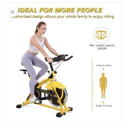 44lbs Flywheel Exercise Bike Stationary Bike Belt Drive with Pulse Sensor/LCD Monitor/Ipad Mount/ Adjustable Handlebar Indoor Cycling Bike for Home Ca