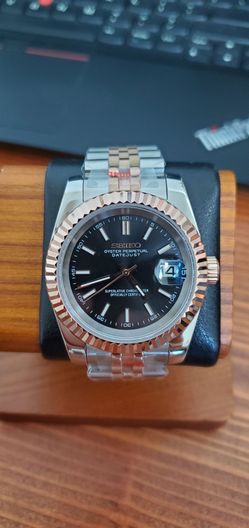 Seiko Datejust Mod Rose Gold Black Dial Automatic