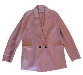 Harris Wharf London Pink Wool Double Breasted Blazer Jacket Coat Sz 46 IT US 10