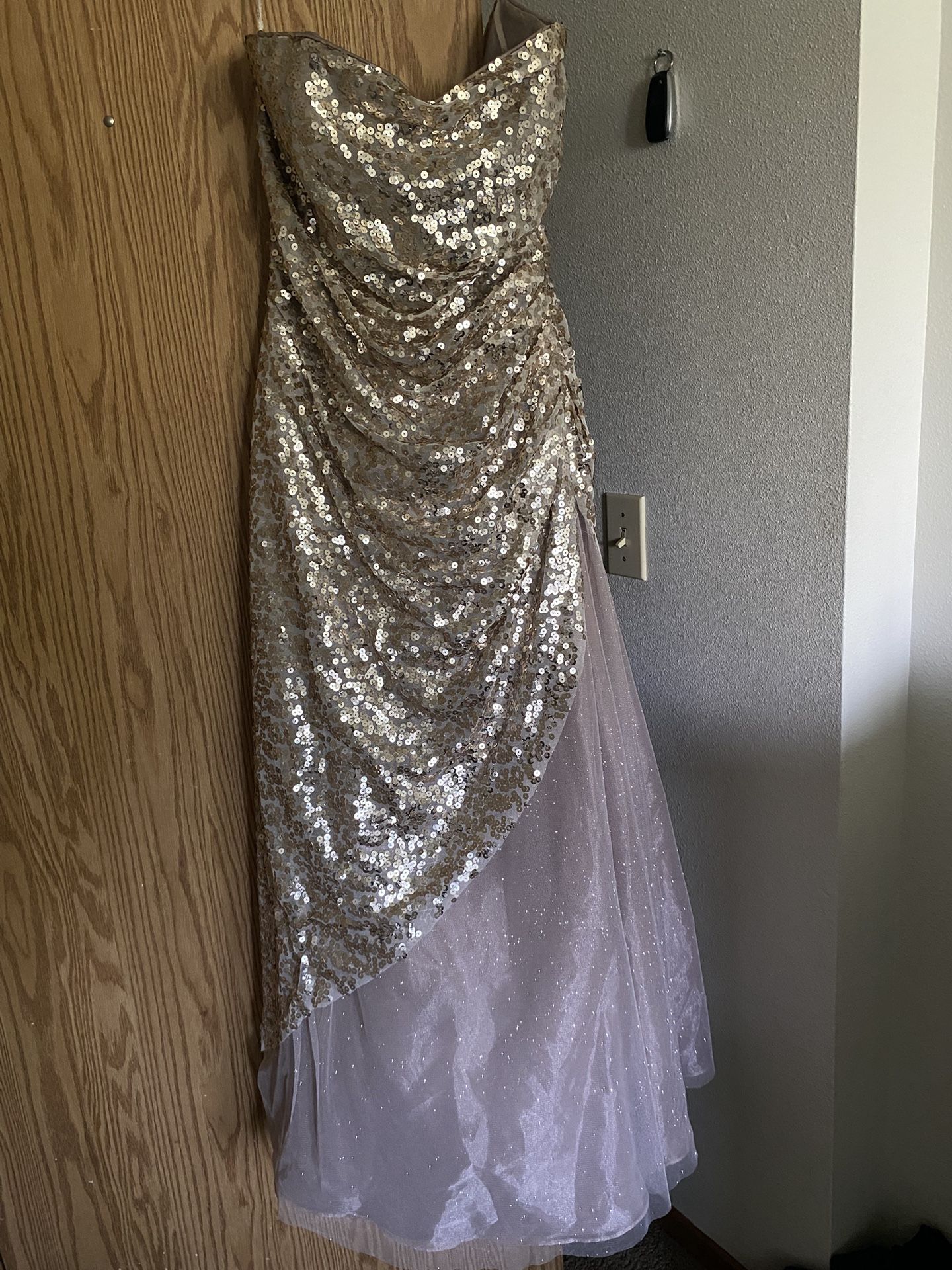 jump apparel gold dress Jump Apparel Metallic Sequins Strapless Petite Junior's Dress Gown Size 1/2