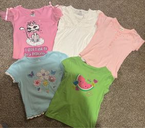5 Girls Kids  sz Small 6 6x Colorful Short Sleeve Tees Shirts Tops Back to School