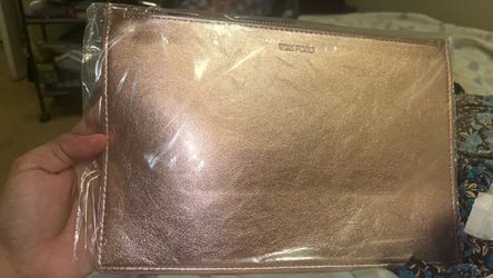 Tom Ford Rose Gold Metallic Leather Clutch Pouch