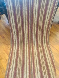 7 Rod Pocket Striped Curtain Panel Burgundy and Gold