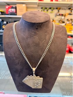 925 Sterling Silver Cuban W/ Card Pendant 44938-1