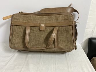Vintage  HARTMANN Tweed & Belting Leather Carry - On Shoulder Bag + Hanging Garment bag / Portable Wardrobe. ( 2 pc. )