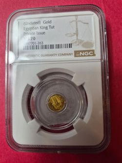 NGC MS70 Gold Egyptian King Tut Private Issue Coin