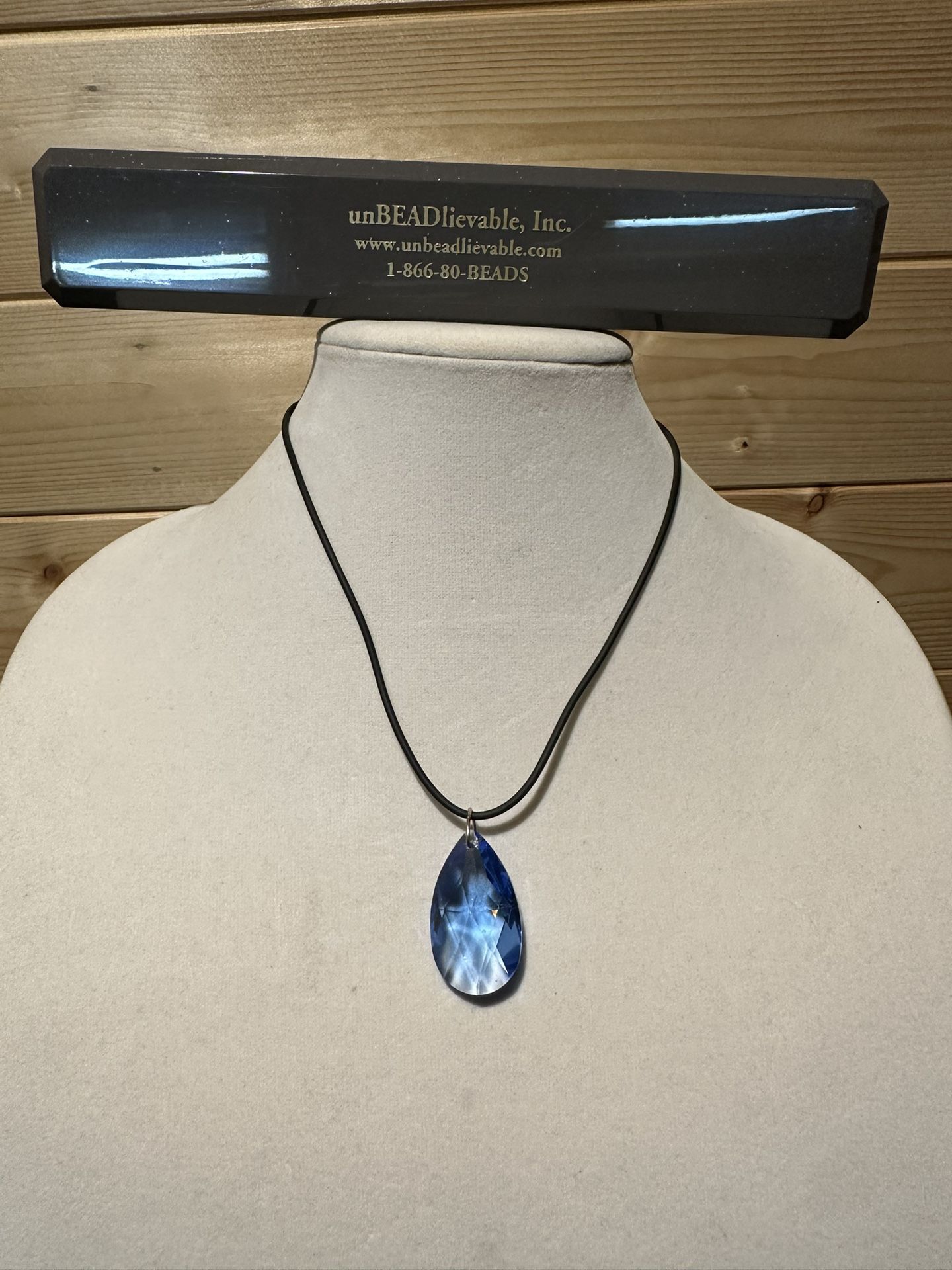 Brand new handmade Sapphire Swarovski pendant necklace with silver hardware.