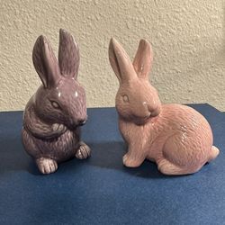 Pink And Purple Ceramic Bunnies