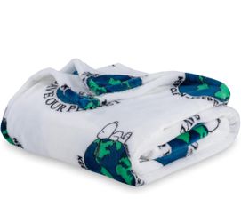 Blanket, Snoopy Plush Oversized Kids Throw Blanket, Snoopy Keep It Clean, Green White, 50x60 inch