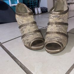 Gold Lace Heels