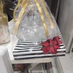 Glass Cake Platter With Glass Top New In Gift  Display