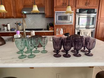 Heavy glass goblets.