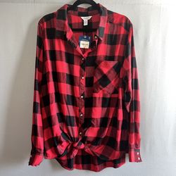 Arizon Jean Co. Black & Red Plaid Shirt