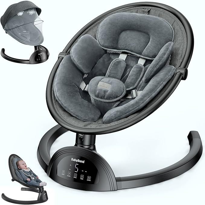 BabyBond Baby Swings for Infants, 3 Seat Positions ,Remote Control (Black), Like New - $5 West Valley Delivery (#2259)