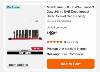 Milwaukee SHOCKWAVE Impact Duty 3/8 in. SAE Deep Impact Rated Socket Set (8-Piece)